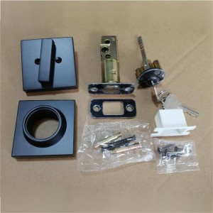 3601 Modern Square Cylinder Single Deadbolt Lock สำหรับประตูหน้าหนักหน้าที่หนัก - Matte Black