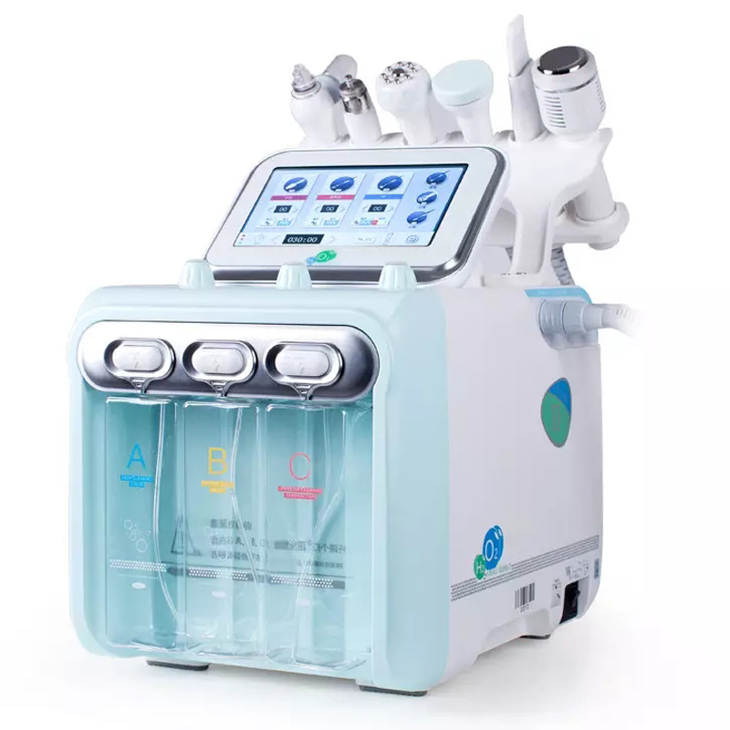 ไฮโดรเจนออกซิเจนบนใบหน้าของเครื่องจักร 6 ใน 1 H2O2 มัลติฟังก์ชั่นขนาดเล็กบับเบิลหน้าเครื่องดนตรีความงามความงามอาชีพการฟื้นฟูผิวการฟื้นฟูสมรรถภาพขนาดเล็กอุปกรณ์ฟองสบู่