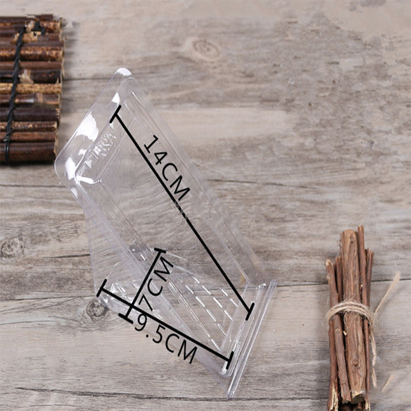 Clear Triangle Box บรรจุภัณฑ์ขายส่งพลาสติกที่กำหนดเองฉลากที่กำหนดเองทิ้งแซนวิชที่สวยงามและลูกค้าเค้กโลโก้สัตว์เลี้ยงของ PLA