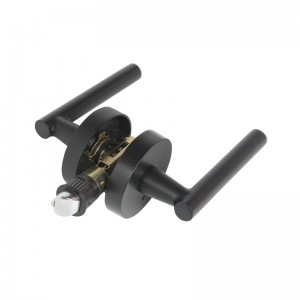 R7506 คันโยกประตูสีดำที่มีการออกแบบรอบผอมแบบทันสมัยแบบทันสมัยสำหรับห้องนอนบ้านหรือความเป็นส่วนตัวในห้องน้ำล็อคประตูแบบไม่...