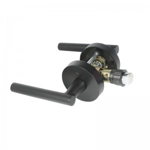 R7506 คันโยกประตูสีดำที่มีการออกแบบรอบผอมแบบทันสมัยแบบทันสมัยสำหรับห้องนอนบ้านหรือความเป็นส่วนตัวในห้องน้ำล็อคประตูแบบไม่...