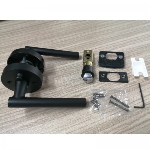 R7506 คันโยกประตูสีดำที่มีการออกแบบรอบผอมแบบทันสมัยแบบทันสมัยสำหรับห้องนอนบ้านหรือความเป็นส่วนตัวในห้องน้ำล็อคประตูแบบไม่...