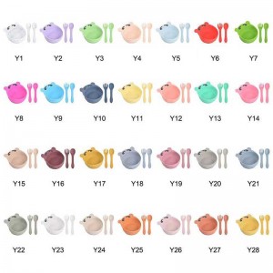 ชุดให้อาหารเด็กชุดชามซิลิโคนช้อนส้อมสำหรับเด็กวัยหัดเดินเด็กน่ารักสัตว์ซิลิคอนชามสัตว์หมีอาหารให้อาหารจานเด็กสำหรับเด็...