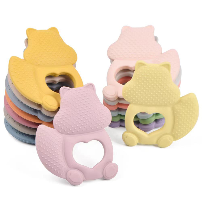 กระรอกการ์ตูน BPA ฟรีเด็กใหม่ TEETHER TOY SILICONE SILICONE BABY CHEW TOY TOY TEETHER TEETHER SOFT TOY TOY TEY BABY TETHING TETHINGS