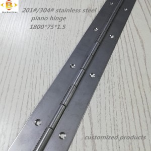 บานพับยาวที่กำหนดเอง 201#304#ความหนา 1.5 มม. สแตนเลสสตีลบานพับบานพับเปียโนแถวต่อเนื่องเปียโนเปียโนบานพับ