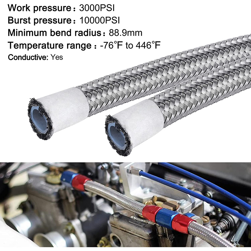 PTFE E85 สายเชื้อเพลิงท่อสแตนเลสถักถัก
