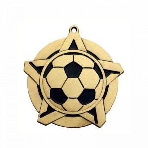 Gag Design Metal Logo Football Football Soccer Race Sports Gold Award Medals โรงงานเหรียญที่กำหนดเองด้วย Ribbon