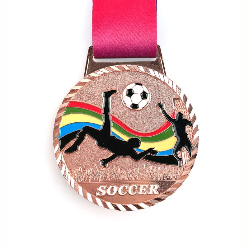 Custom Football Gold Medals Medals Soccer Race Running Metal Marathon Sports Medal กับ Ribbon