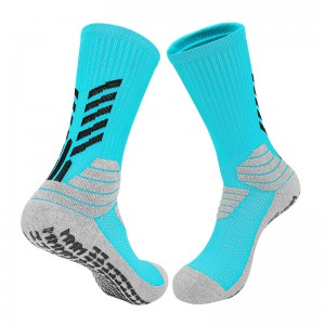 ถุงเท้าการจับถุงเท้าป้องกันการเล่นกีฬาที่กำหนดเองจากโรงงานพร้อมโลโก้ Soccer Athletic Socks