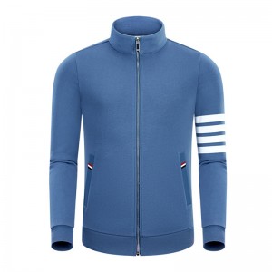 ฤดูใบไม้ผลิและฤดูใบไม้ร่วงใหม่สี่บาร์ฝ้ายแฟชั่นสบาย ๆ ยืนคอปกผู้ชาย \\\\ \'s and women \\\\ s ซิปเสื้อโค้ทเสื้อยืดแขนยาว