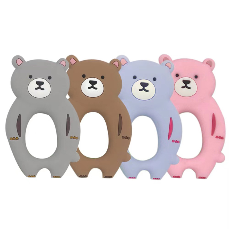 bpa ฟรีเคี้ยวฟันของเล่นฟันทารกหมีรูปร่างของโรคซิลิโคน