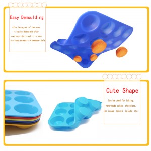 กระทะมัฟฟินซิลิโคนที่ไม่ติด - แม่พิมพ์สำหรับมัฟฟินและคัพเค้กแม่พิมพ์อบซิลิโคนแม่พิมพ์โดนัท 12 หลุมสำหรับการอบเบเกิล keto เครื...