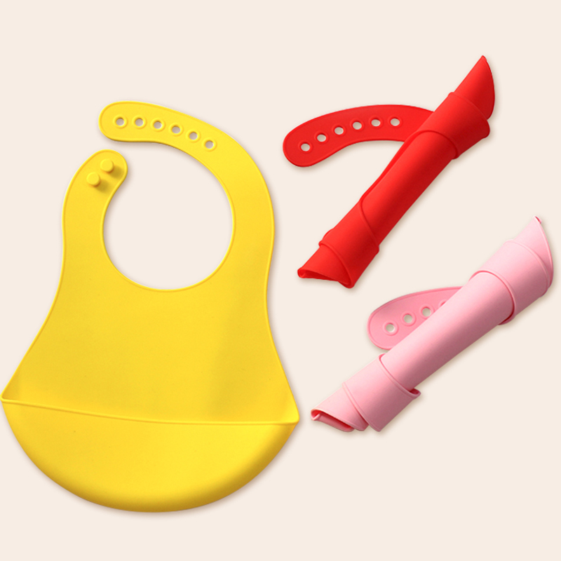 bibs baby silicone baby slim และ lightweight สำหรับทารกและเด็กวัยหัดเดินที่ปรับซิลิโคนให้อาหาร bibs พร้อมกระเป๋าเก็บอาหาร, unisex, ไม่มีความยุ่งเหยิง