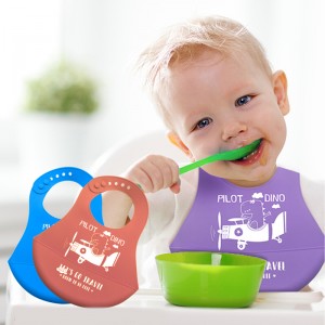 bibs baby silicone baby slim และ lightweight สำหรับทารกและเด็กวัยหัดเดินที่ปรับซิลิโคนให้อาหาร bibs พร้อมกระเป๋าเก็บอาหาร, unisex, ไม่มีความยุ่งเหย...