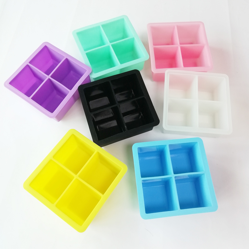 Silicone Ice Cube Tray Combo Round Hockey Ball Sphere Ice Cube ถาดแม่พิมพ์ (4pcs รอบ Ice Cube สีดำ)