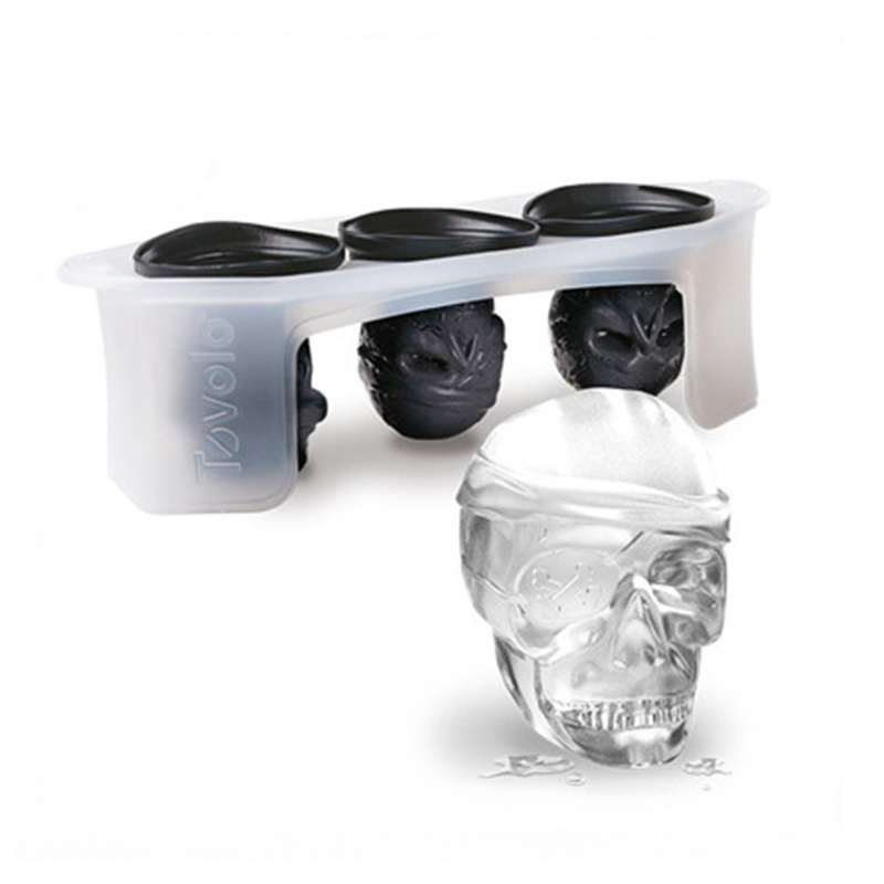 แม่พิมพ์ลูกบาศก์น้ำแข็งขนาดใหญ่ 3D ขนาดใหญ่ - Skull Skull Skull Skull Ice Molds - ถาดลูกบาศก์น้ำแข็งกะโหลกด้วย - แม่พิมพ์ซิลิโคนกะโหลกศีรษะสำหรับการอบช็อคโกแลตขนมและเรซิน
