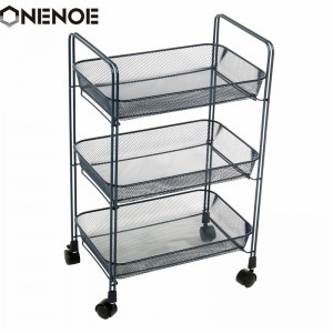 Onenoe Design โมเดิร์นโลหะขยาย 3 ชั้นจัดเก็บออแกไนเซอร์ยูทิลิตี้รถเข็นกลิ้งสำหรับห้องครัวหนักหนักรถเข็นเคลื่อนย้ายได้พร้อมตะกร้...