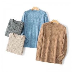 Men \\\\ s รอบคอสายเคเบิลดอกไม้อุ่นเสื้อสเวตเตอร์หนาเจ็ดเส้น