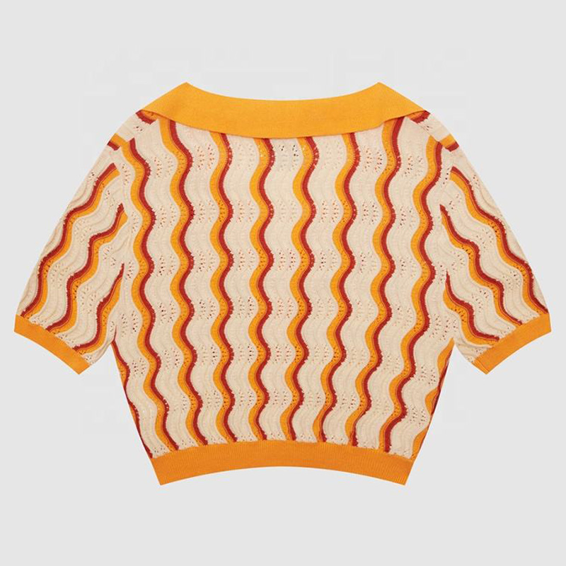 2023 การออกแบบใหม่ผู้หญิงที่กำหนดเอง \\ s knitwear v คอหลวมสีทึบฤดูใบไม้ผลิเสื้อยืดฤดูร้อนเสื้อยืดเสื้อโค้ทถักนิตติ้งเสื้อสเวตเตอร์