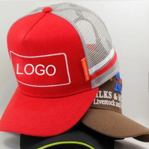 การเย็บปักถักร้อย 3D แบบกำหนดเอง 5 แผงด้านนอกประตูกีฬาเบสบอลหมวกหมวกหมวกตาข่ายหมวกตาข่าย