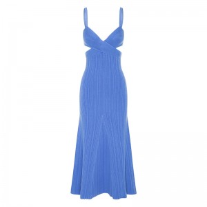 OEM Summer Holiday Party Sexy Cutout Cross Effect Sweaters Casual Cuced Custom Custom Solid Color Knitted Mini Dresses Women