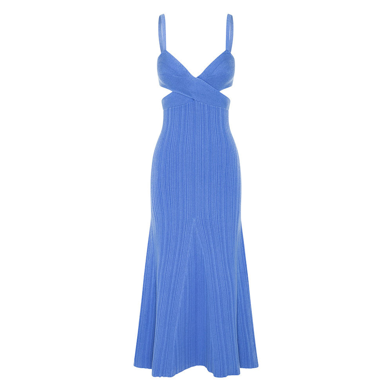 OEM Summer Holiday Party Sexy Cutout Cross Effect Sweaters Casual Cuced Custom Custom Solid Color Knitted Mini Dresses Women