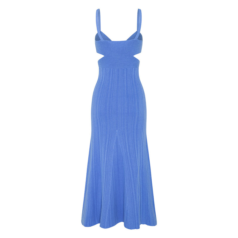 OEM Summer Holiday Party Sexy Cutout Cross Effect Sweaters Casual Cuced Custom Custom Solid Color Knitted Mini Dresses Women