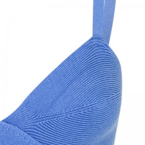 OEM Summer Holiday Party Sexy Cutout Cross Effect Sweaters Casual Cuced Custom Custom Solid Color Knitted Mini Dresses Women