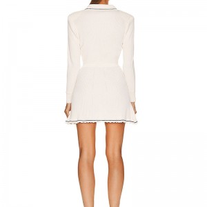 2023 เสื้อถักของผู้ผลิตฤดูใบไม้ร่วงการออกแบบฤดูใบไม้ร่วงคอวีแขนยาวถักผู้หญิงสวมเสื้อสเวตเตอร์สุดหรู \\\\