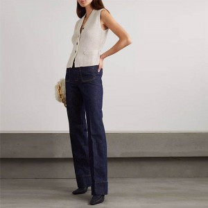 โรงงานเสื้อถักกำหนดเอง 2023 เสื้อผ้าผู้หญิงเสื้อผ้าฤดูร้อนเสื้อแขนเสื้อเสื้อเสื้อสเวตเตอร์ถัก