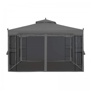 10 \\\\ \'x 10 \\\\\' เหล็กศาลากลางแจ้งสวน Gazebo Canopy พร้อมผ้าม่านตาข่ายที่ถอดออกได้
