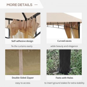 10 \\\\ \'x 10 \\\\\' เต็นท์หลังคาระเบียงกลางแจ้งที่มีผนังตาข่าย, หลังคา 2 ชั้นสำหรับสนามหลังบ้าน, สีเบจ