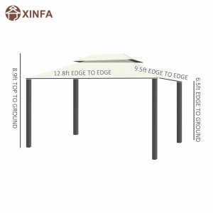 10 \\\\ \'x 13 \\\\\' Patio Gazebo Roof Double Roof Outdoor Gazebo Shelter ที่พักพิงพร้อมตาข่าย&ผ้าม่านสีเหลืองอ่อน