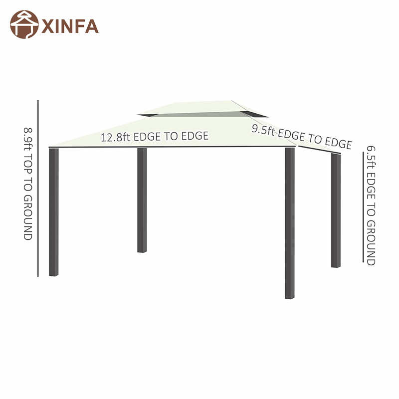10 \\ 'x 13 \\' Patio Gazebo Roof Double Roof Outdoor Gazebo Shelter ที่พักพิงพร้อมตาข่าย&ผ้าม่านสีเหลืองอ่อน