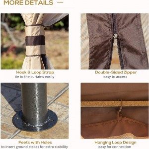 12 \\\\ \'x 10 \\\\\' เต็นท์ศาลากลางแจ้ง 2 ระดับสำหรับลานบ้านที่มีแก่นของตาข่ายซิปสีเบจเบจ