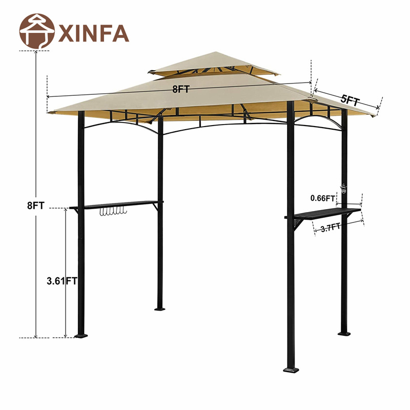 8 \\ 'x 5 \\' หลังคา 2 ชั้น Gazebo Gazebo กลางแจ้ง Patio Barbecue Gazebo Shelter ที่มีโครงเหล็กแข็งแรง