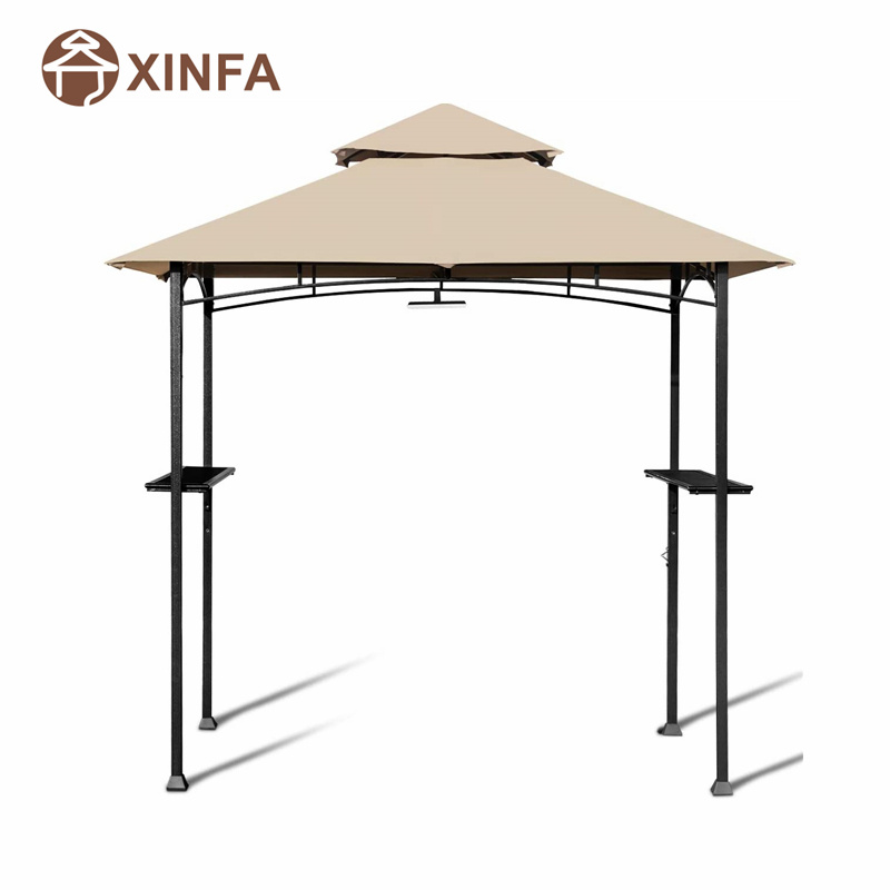 8 \\ 'x 5 \\' หลังคา 2 ชั้น Gazebo Gazebo กลางแจ้ง Patio Barbecue Gazebo Shelter ที่มีโครงเหล็กแข็งแรง