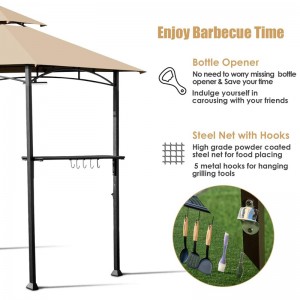 8 \\\\ \'x 5 \\\\\' หลังคา 2 ชั้น Gazebo Gazebo กลางแจ้ง Patio Barbecue Gazebo Shelter ที่มีโครงเหล็กแข็งแรง