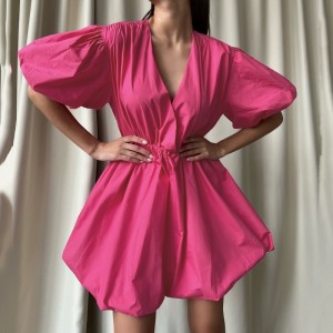 ชุดแขนสั้น 2023 Lantern Sleeve Princess Dress