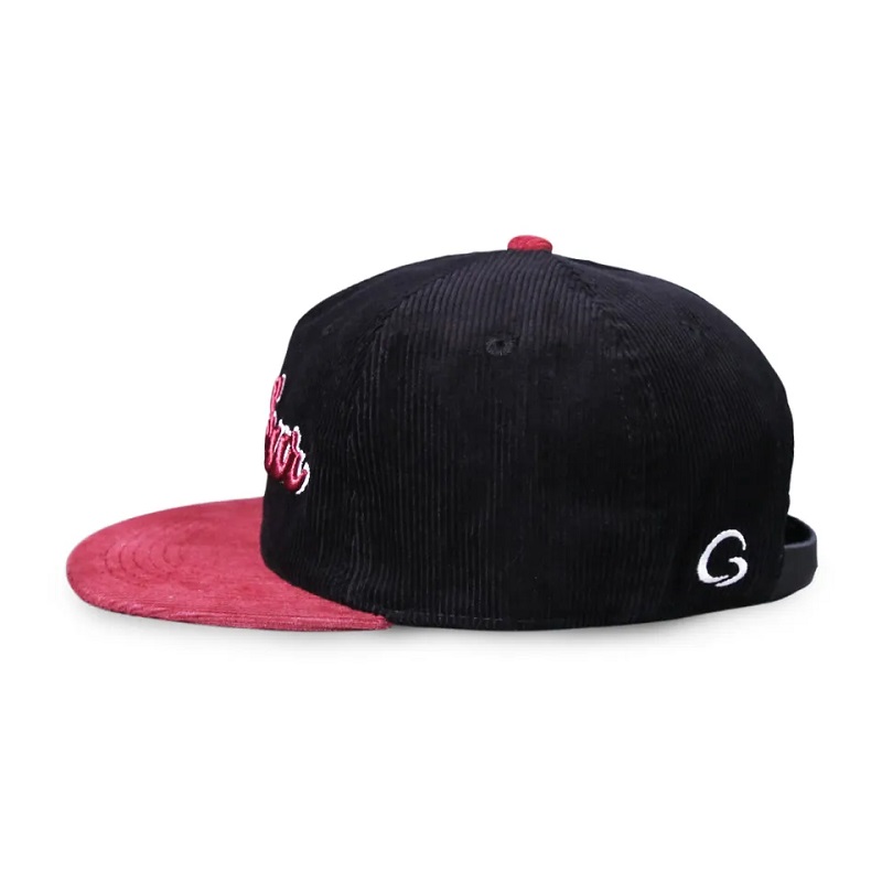 สายเย็บปักถักร้อยแบบกำหนดเอง 5 เชือกเชือกหมวกผ้าลูกฟูก snapback ที่ไม่มีโครงสร้างสำหรับผู้ชายผู้หญิง