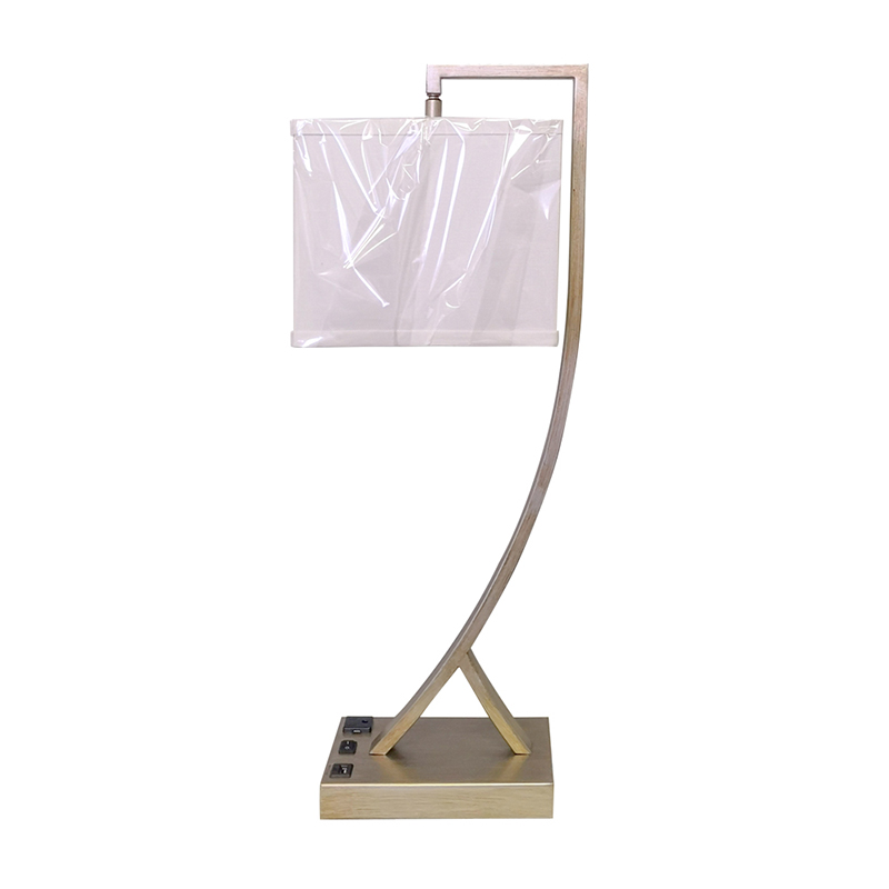 โคมไฟโต๊ะสีเงินโบราณพร้อมสวิตช์/off rocker ทางออกที่สะดวกและพอร์ตชาร์จ USB ที่ห้องพัก