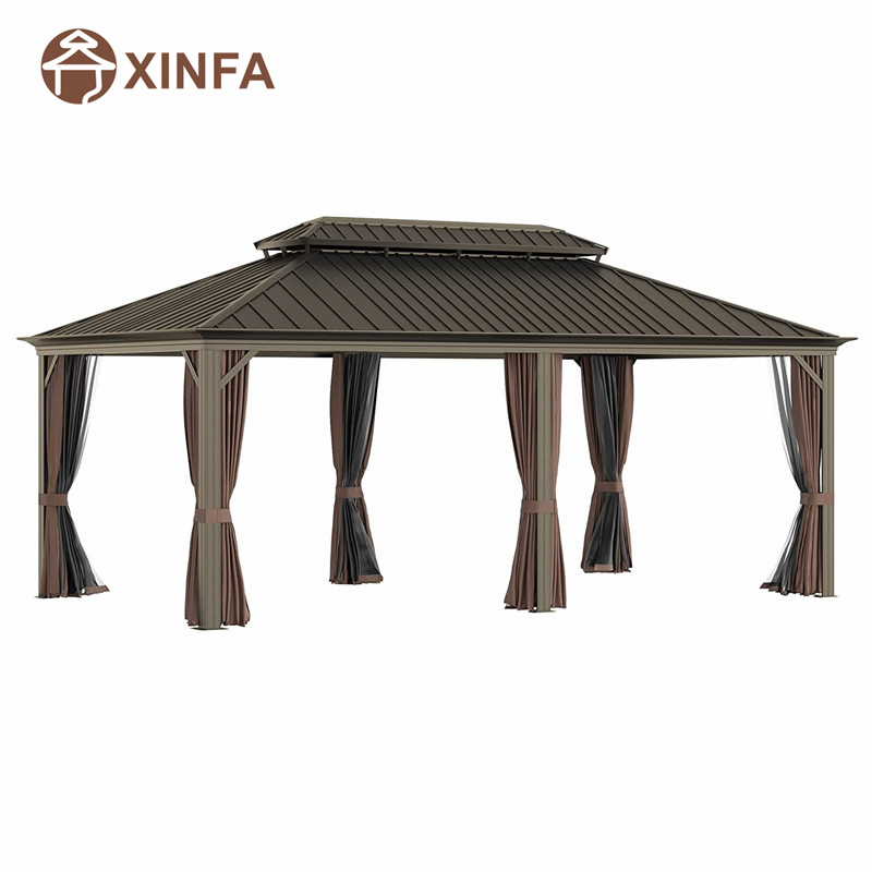 20 \\ 'x 12 \\' อลูมิเนียมเฟรม Hardtop Gazebo Canopy พร้อมหลังคาเหล็กชุบสังกะสี