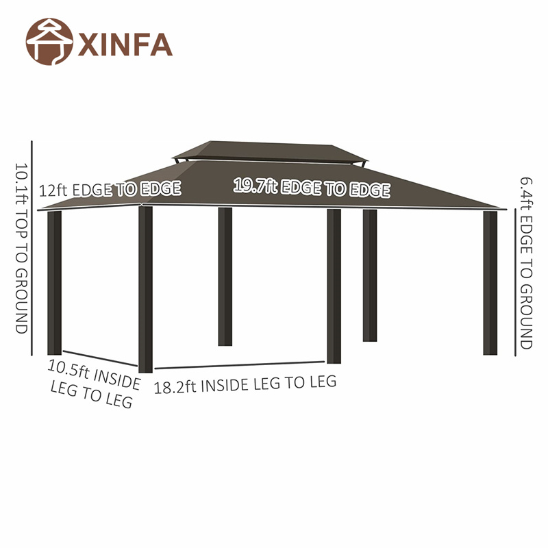 20 \\ 'x 12 \\' อลูมิเนียมเฟรม Hardtop Gazebo Canopy พร้อมหลังคาเหล็กชุบสังกะสี