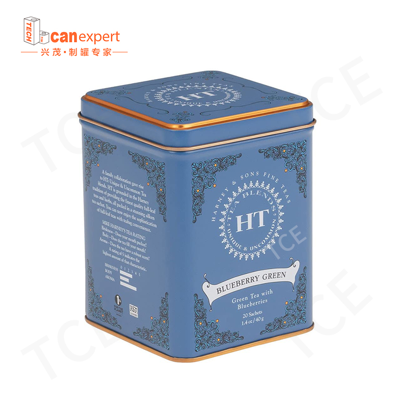 TCE- การออกแบบใหม่ TIN TIN Square สามารถเติมน้ำชาโลหะคุณภาพสูงได้กระป๋องกระป๋องกระป๋อง