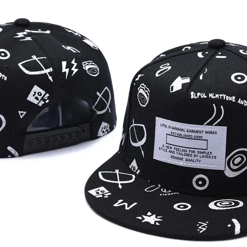 Summer Spring Print Sublimation Hats 3D Embroidery Snapback Cap Patch Logo โลโก้ไม่มีโครงสร้างแบนแบน 6 แผง snapback หมวก