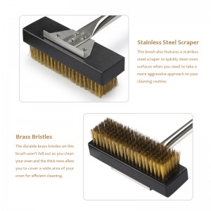 ความยาว 53 นิ้วทองแดงขนแปรงย่างแปรงทำความสะอาดสำหรับเตาอบพิซซ่าย่างบาร์บีคิว