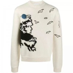 ฤดูหนาวที่กำหนดเองการผลิตเสื้อกันหนาวถัก Jacquard สำหรับผู้ชาย