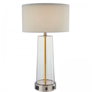 Home2 Hotel Glass Table Lamp พร้อมสวิตช์/off rocker ทางออกที่สะดวกและพอร์ตชาร์จ USB ที่ห้องพักของโรงแรม