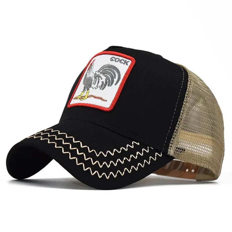 ขายส่งแฟชั่น 5 พาเนลสปอร์ตแคปปักตาข่ายตาข่าย Gorros หมวกเบสบอลผู้ชาย