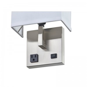 Hospitality Hotel Hand Wall Wall Sconce พร้อมผิวนิกเกิลแปรงและร่มเงาผ้าสี่เหลี่ยมครึ่งที่ห้องพักทั่วไปของโรงแรม